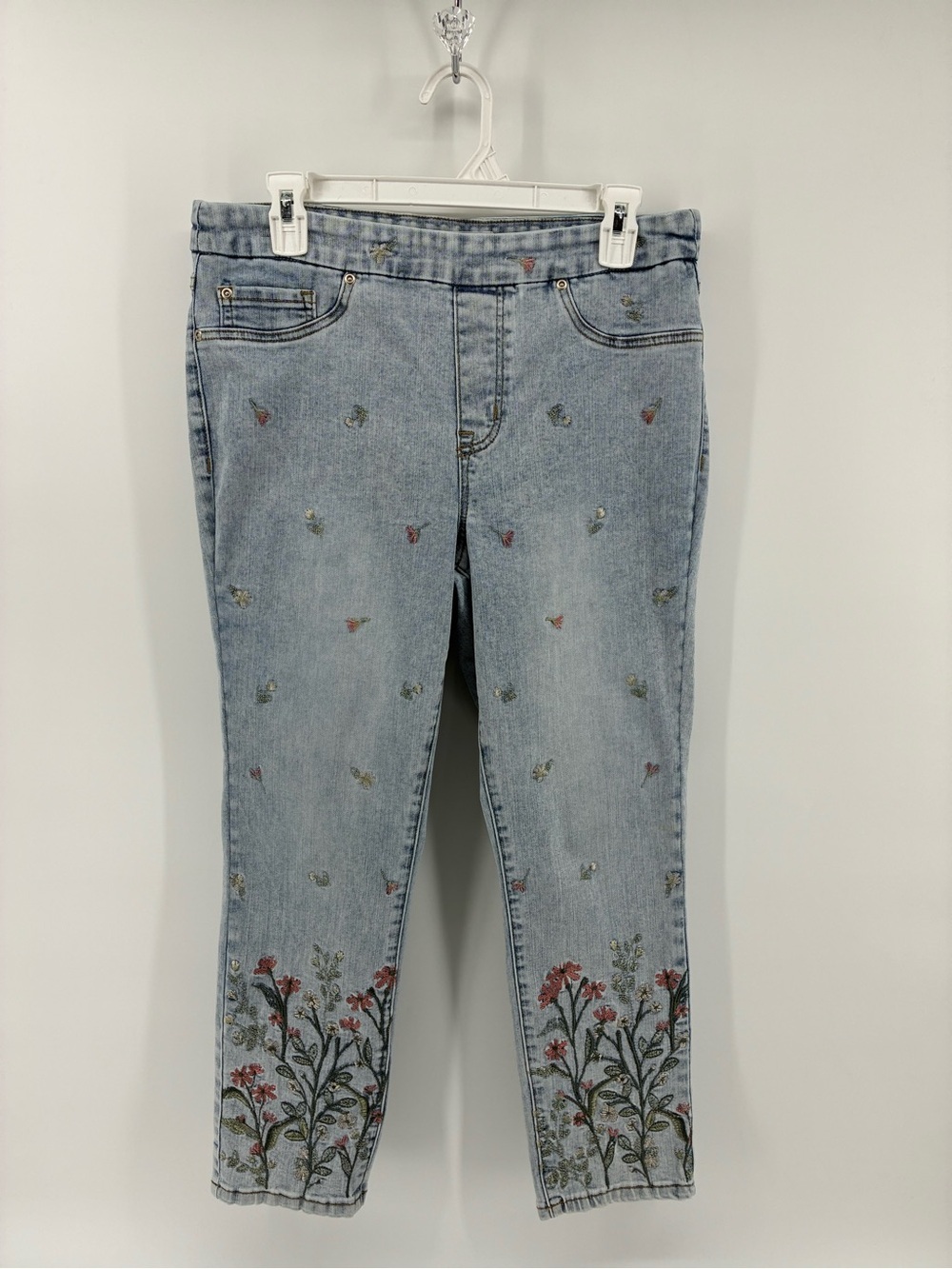 Floral Embroidered Light Blue Jeans